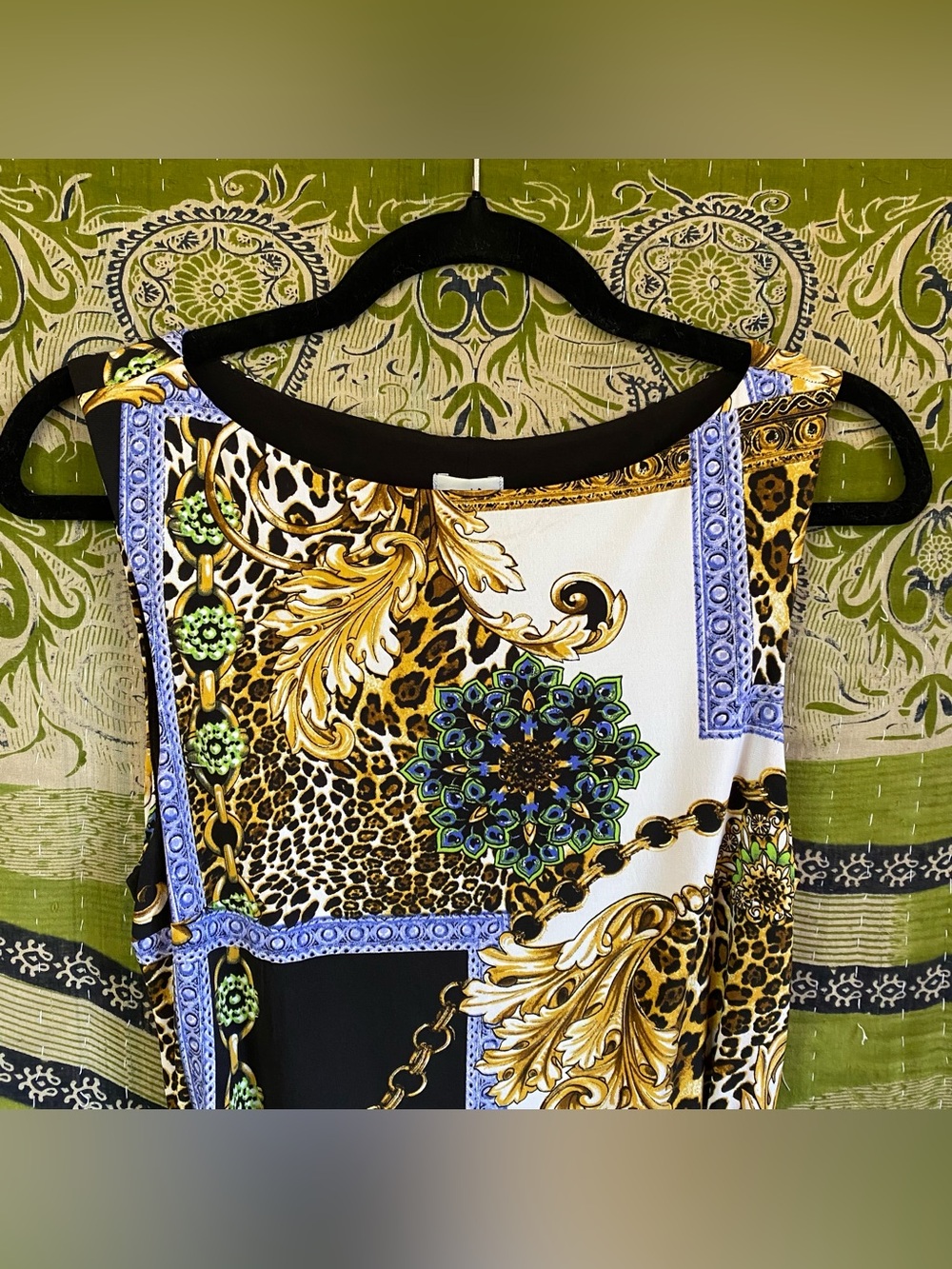 NWT Y2K Cache Baroque Rococo Print Bodycon Sleeveless Dress 6 Glam Office Siren - Picture 2 of 16